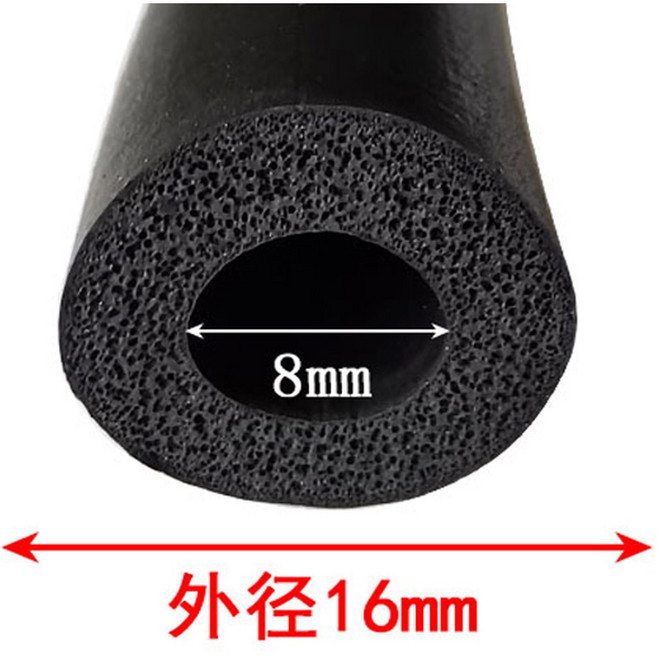 EPDM 고무 폼 스폰지 바 자동차 씰 기계 스트립 블랙 폼 호스 고무 파이프 폼 씰링 스트립 자동차 문짝 필러 1m 3m 5m, OD16mmxID8mm, 1개, OD16mmxID8mm