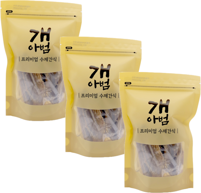 개아범 화학제 방부제없는 프리미엄 건강 강아지 수제간식, 3개, 120g, 오리윙