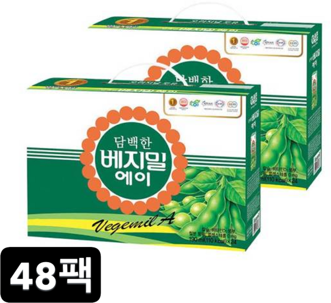 정식품 담백한 베지밀A, 190ml, 48개