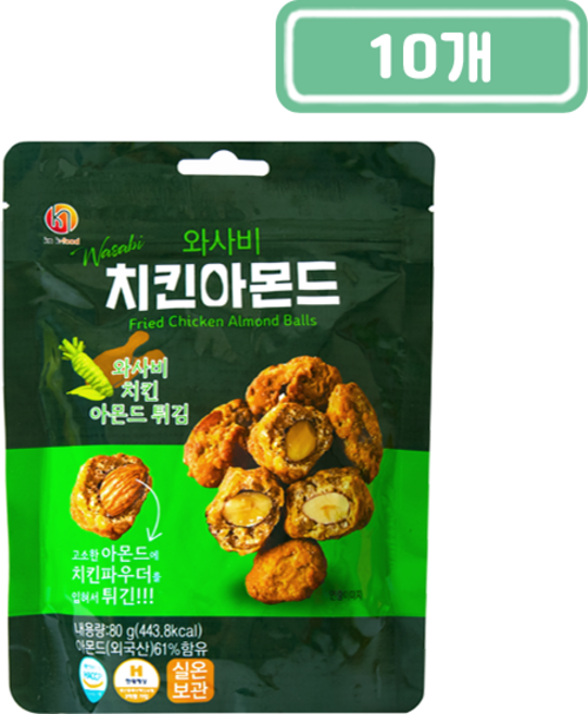 에이스 와사비 치킨아몬드, 10개, 80g