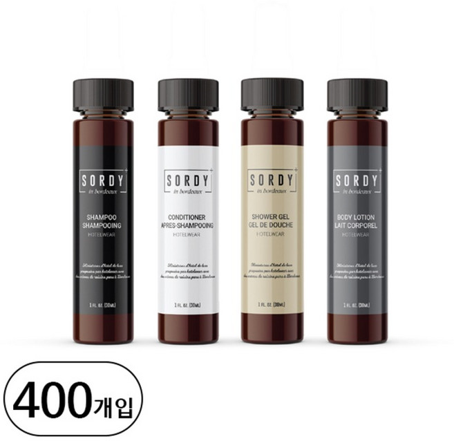 [소르디]인 보르도 포도향 어메니티 30ml 4종 택1 400개입 업소용 호텔용, 브라운, 1개
