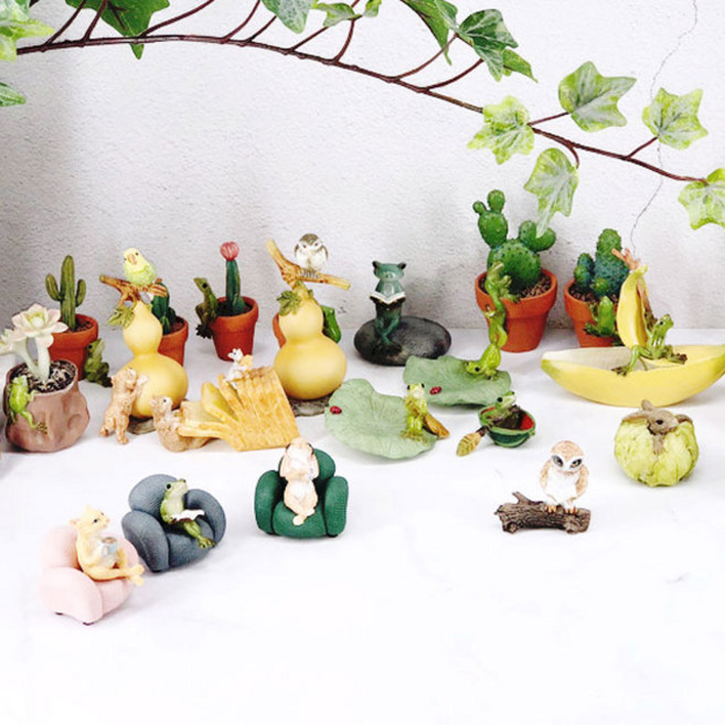 애니멀 미니어처 피규어 귀여운 동물 친구 장식 인형 인테리어 소품 디자인 아이디어 상품, 조롱박(앵무새)