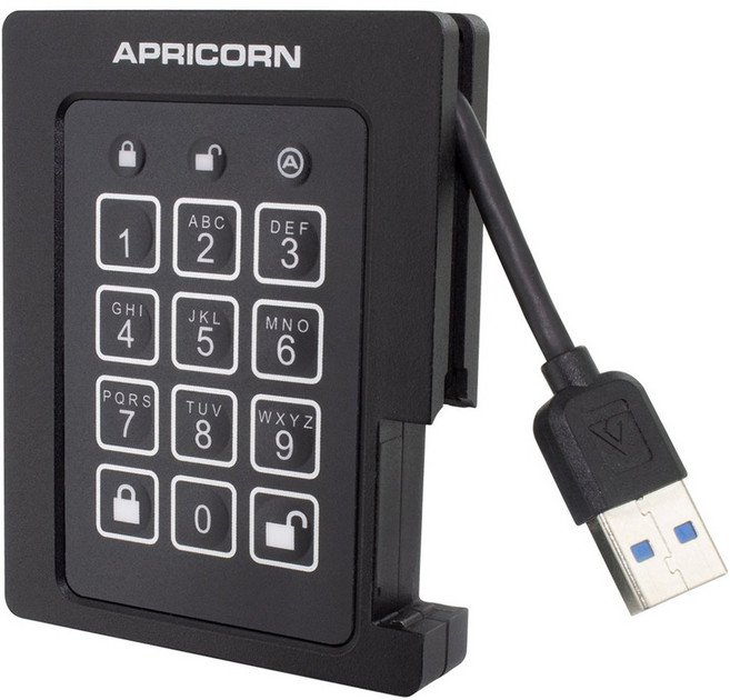 Apricorn Aegis Padlock SSD 미국 연방정부급(FIPS 140-2) 보안 스토리지, 1TB