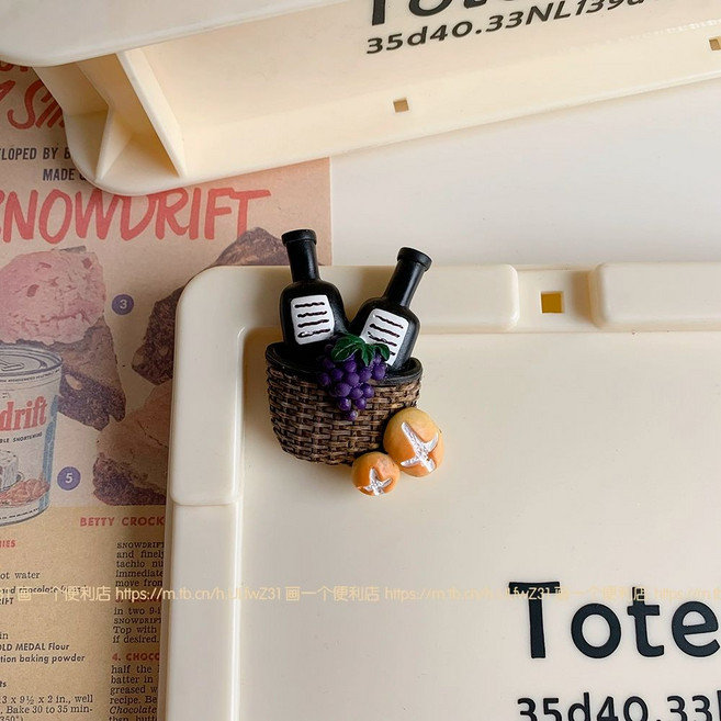 빵자석 미니어처 냉장고 마그넷 선물용 사진 콜라 가챠, 4Y-A10 레드 와인 식빵 6.5x4.8cm