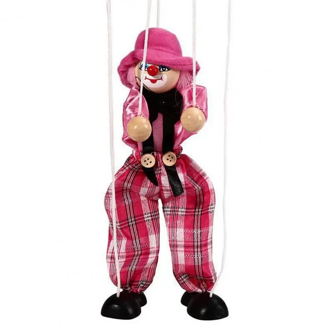 어린이용 목제 마리오네트 광대 인형 장난감 당김 로프 인형 남아용 손 인형 해적 인형