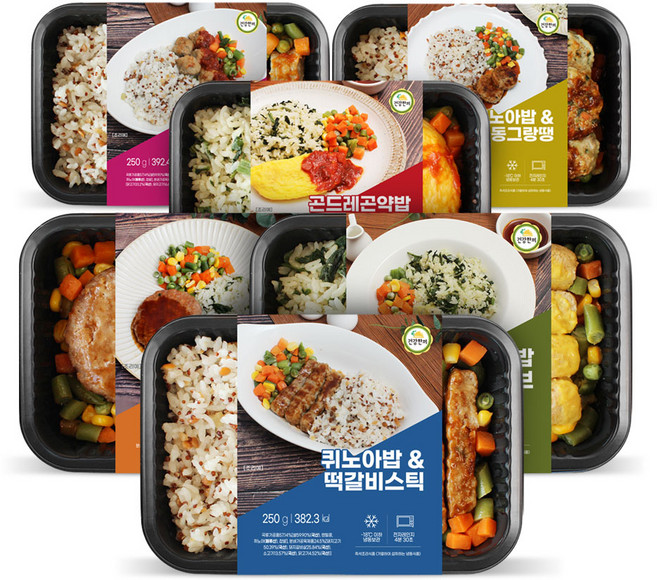 건강한끼 냉동도시락 영양밥 도시락 6종, 6개, 250g