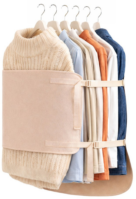 아띠꼴로 좌우밀착 옷장 행거 옷걸이 의류 압축팩 정리 스트랩, 2개, 밀크베이지