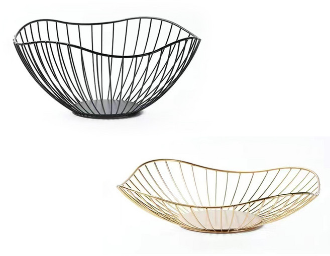 [1+1] 2P구성 스몬디 북유럽풍 철제 바구니 캡슐 보관함 과일 과자 귤 바구니, 타입6 (블랙미디움*골드로우), 1개