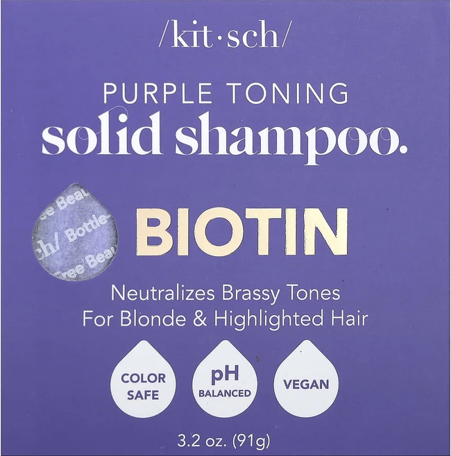 Kitsch 퍼플 토닝 고형 샴푸 바 비오틴 오렌지 블라섬 & 자스민 91g(3.2oz), Kitsch퍼플토닝고형샴푸바비오틴오렌지블라섬자스민91g, 91g, 1개 - 쿠팡