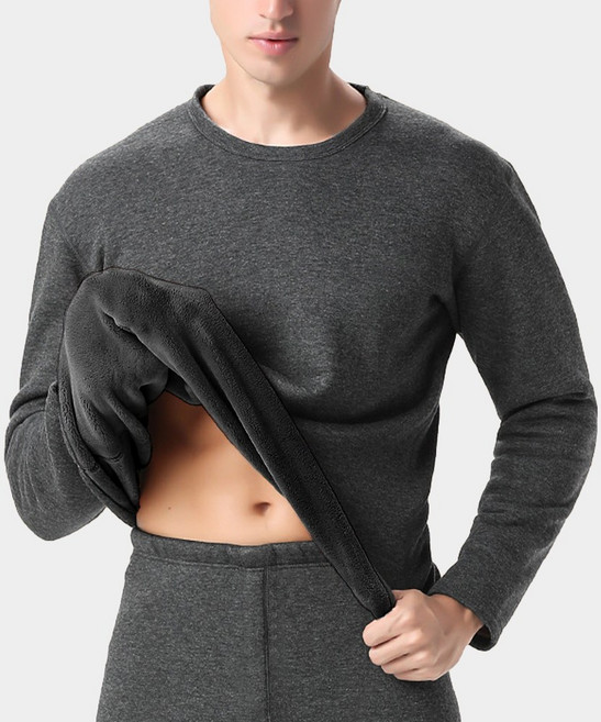 마켓콩 남성 융털 기모 무지 겨울 내의 상의 내복 긴팔티