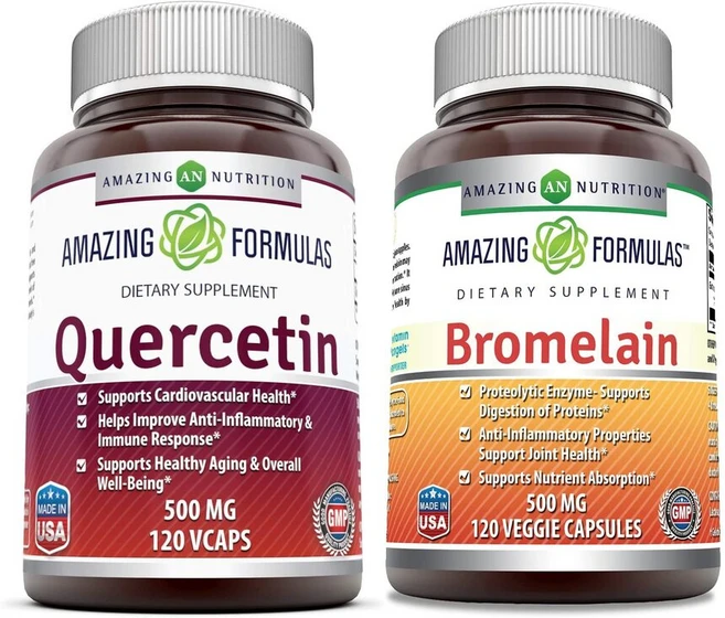 Amazing Nutrition 퀘르세틴 500mg 브로멜라인 500mg 120캡슐, 1개, 기본, 120정 - 쿠팡
