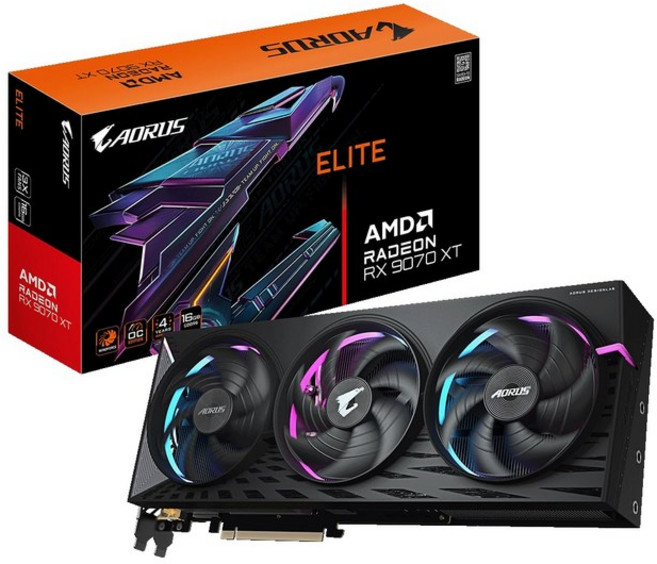 GIGABYTE Radeon RX9070XT 그래픽 카드 GDDR6 16GB 기가바이트 【국내 정식 대리점 제품】 GV-R9070XTAORUS E-16GD