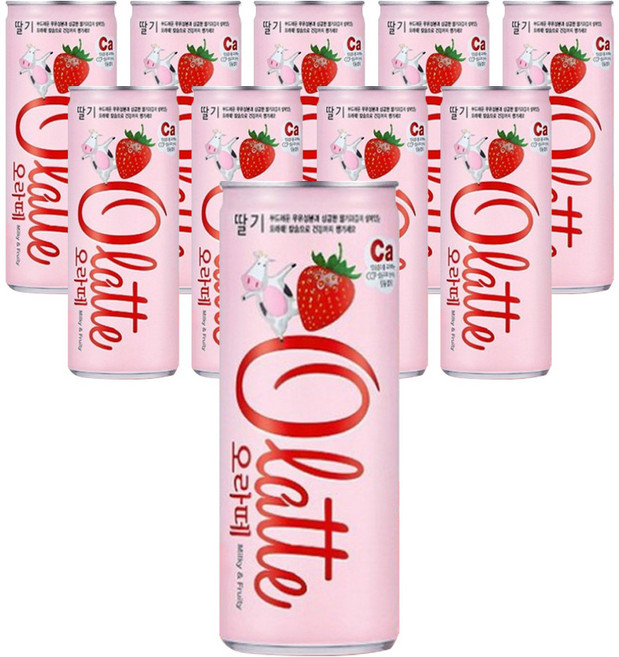 오라떼 딸기 스트로베리 라떼 슬림캔 240ml 10개입 홈카페 사무실음료, 10개