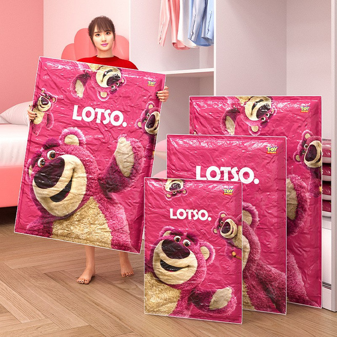 개미상서 딸기곰 이불 의류 진공압축팩, 1개입