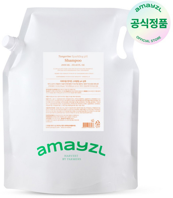 어메이즐 탠저린 스파클링 탄산수 pH 샴푸 3L 리필형, 1개