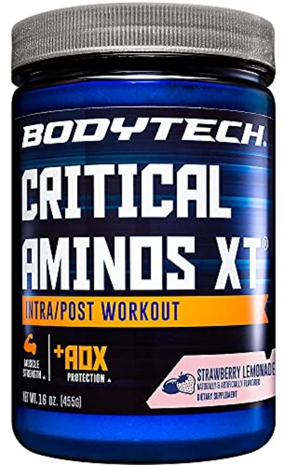 BODYTECH Critical Aminos XT - Intra/Post Workout Amino Acid Formula - Supports Recovery Enduranc, 15.9온스(1팩), 1개, 딸기 레모네이드, 455g - 쿠팡