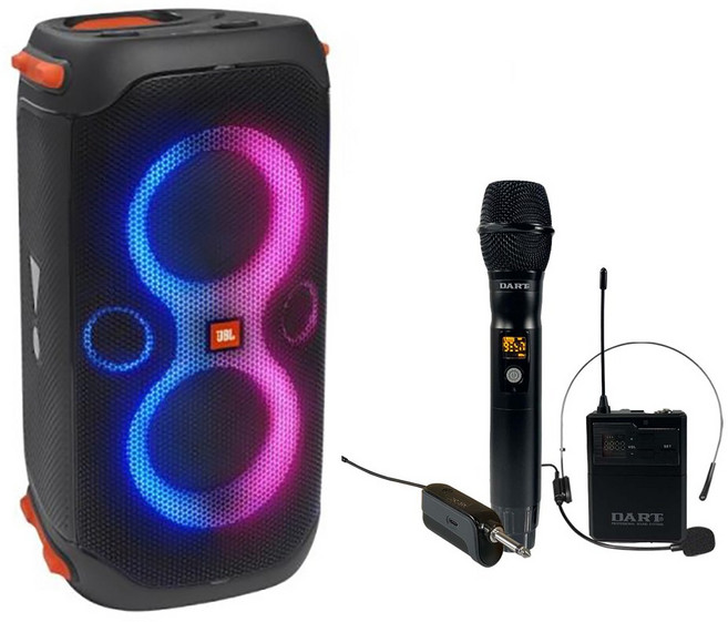 JBL PARTYBOX110 제이비엘 파티박스110 + 2채널 핸드 헤드셋 무선마이크 셋트