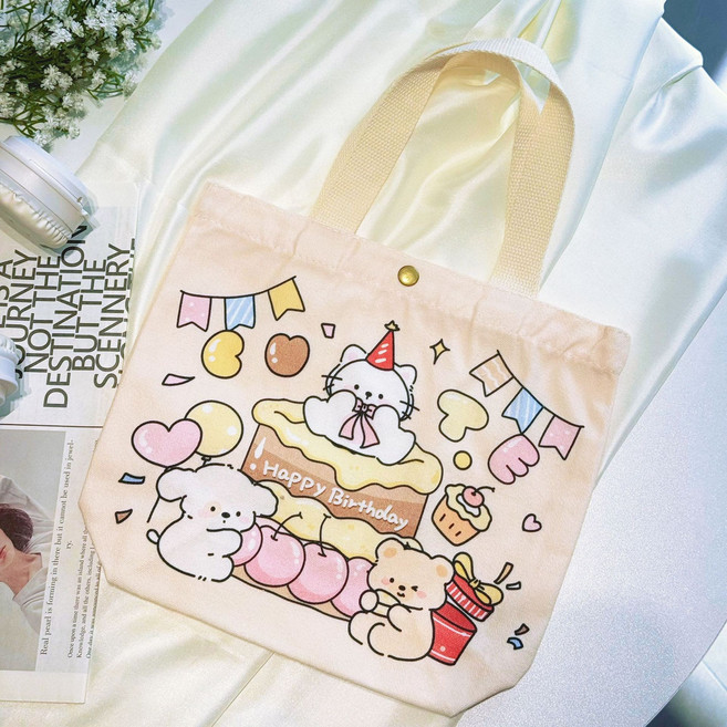 帆布飯盒袋便當手提包可愛學生手提書袋上班上課網紅小拎包