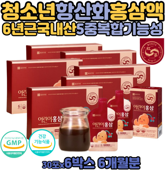 청소년 아이 면역력 홍삼 엑기스 스틱 비타민B군 중학생 주니어 자녀 선물 13세 11세 배 농축액 6년근 진세노사이드 달인물 REDGINSENG 배 감초 추출물 사과맛