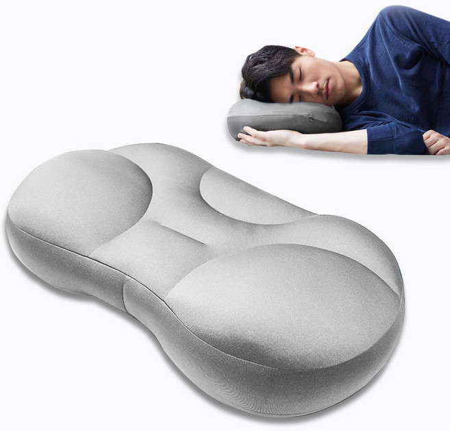 마이크로 에어볼 베개 딥슬립 옆잠 무중력 양면사용 거북목베개, 1개, 차콜 그레이