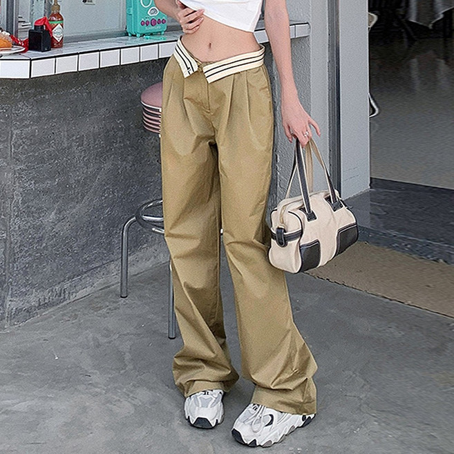 대박난박양 핀턱 배색 와이드팬츠(땡처리)