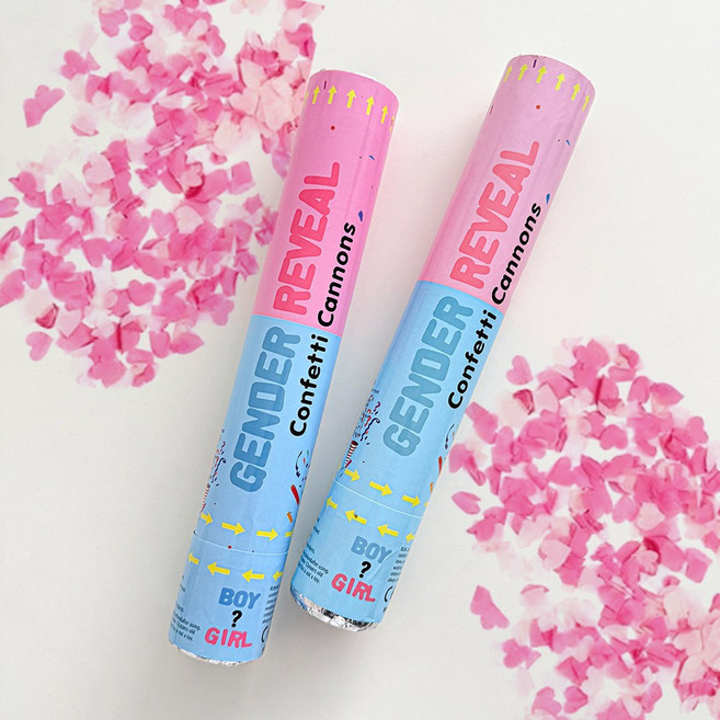 로나파티 젠더리빌 컨페티 아기 성별 공개 풍선 베이비샤워 파티 소품, 1개, 핑크 컨페티 2P