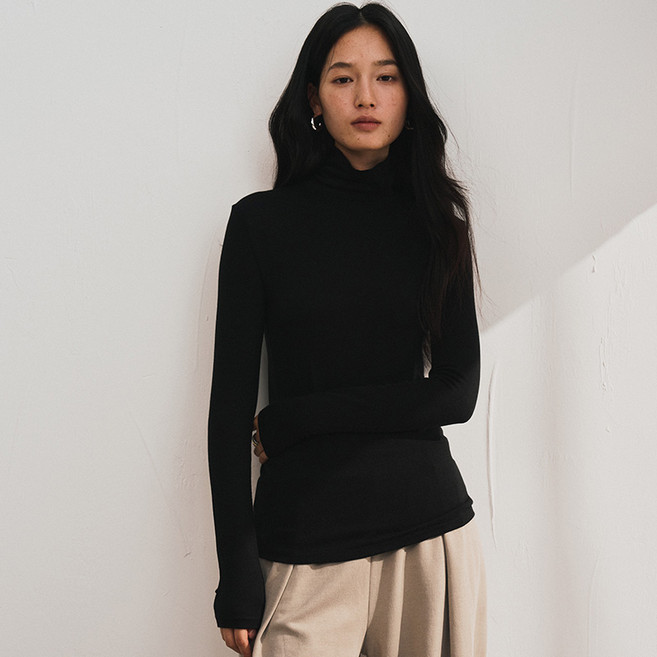 스토리원 WM-FWWT035 여성 메리노 울 텐셀 베이직 터틀넥