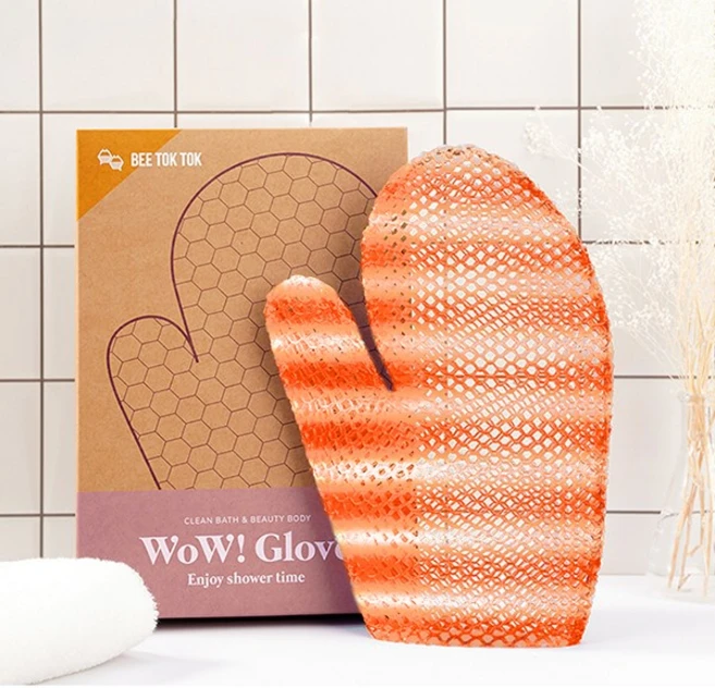 비톡톡 와우글러브 반영구 TPU 샤워타올, 1개, 오렌지 - 쿠팡