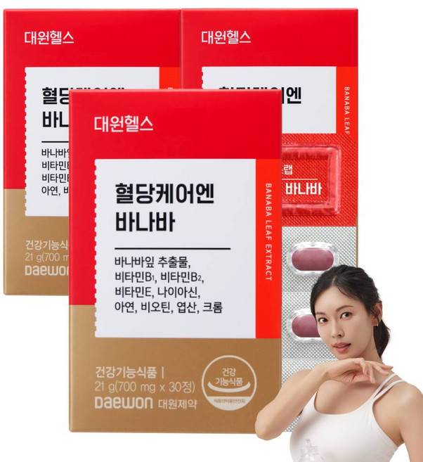 대원제약 대원헬스 혈당케어엔 바나바 플러스, 30정, 3개