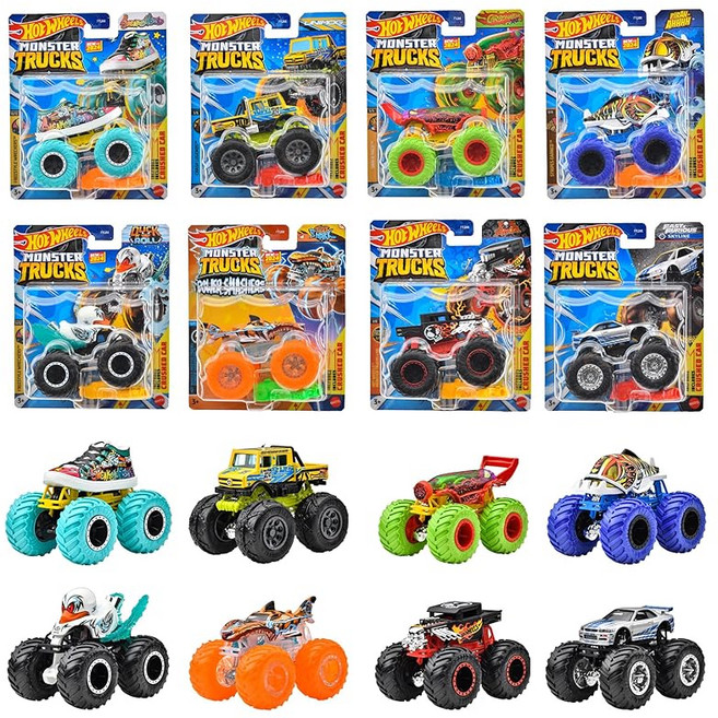 핫 휠 핫 Wheels 몬스터 트럭 164 어소트 8대들이 BOX 판매 놀이기구 장난감 미니카 3세부터 멀티 984K-FYJ44, 1개, 상세페이지 참조