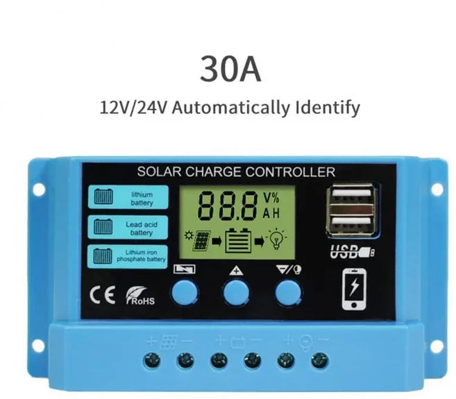 MPPT 태양광 충전 컨트롤러 PV 레귤레이터 다채로운 스크린 리튬 Lifepo Gel Mppt 10A 50VDC 신제품, 03 30A