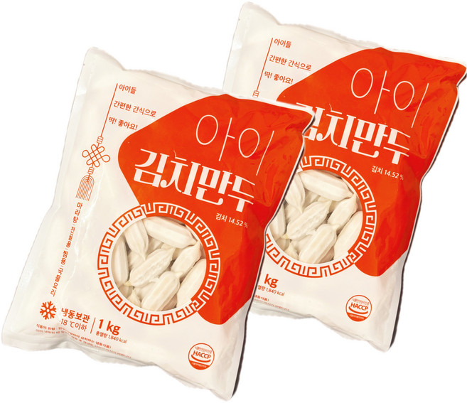 (농부마을 콩사랑)아하식품 아이 꼬물이 김치만두, 1kg, 2개