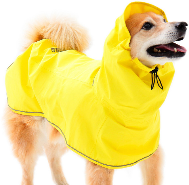 독스랩 강아지 우비 비옷 레인코트 소형견 중형견 대형견, 1개, 레몬