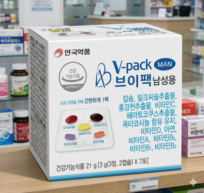 브이팩 남성용 멀티비타민, 2박스, 7회분