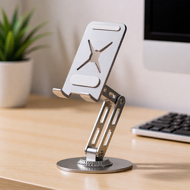 오우하하 360도 회전 높이 조절 태블릿 핸드폰 거치대, 1개, 실버