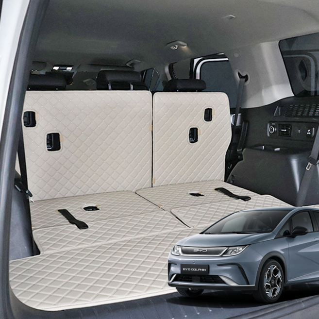 BYD 돌핀 신형 트렁크매트 전기차 퀼팅 26년2월 차박, BYD 돌핀 (26년2월~), 트렁크 바닥매트, 블랙&블랙스티치