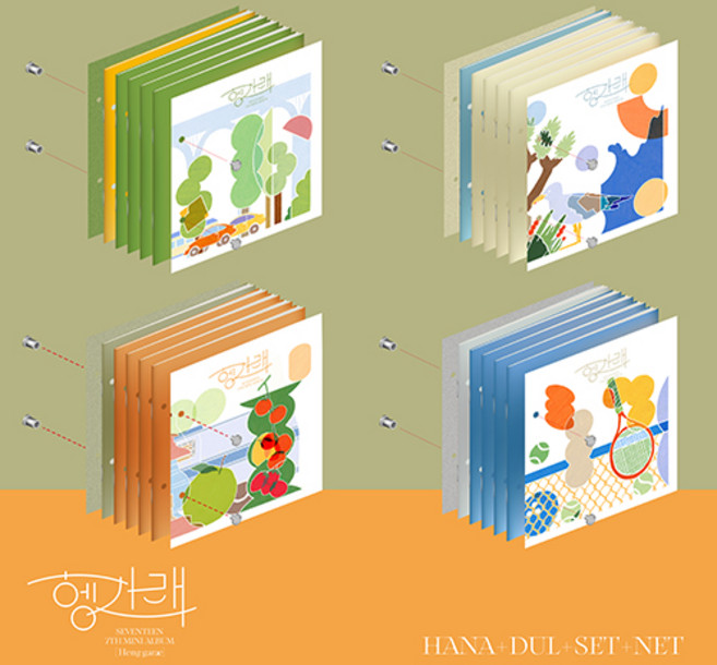 [개봉앨범 포토카드 없음 ] 세븐틴 (SEVENTEEN) - 미니7집 [헹가래(Heng:garae)] 버젼 포스트카드 포스터 미포함, 둘