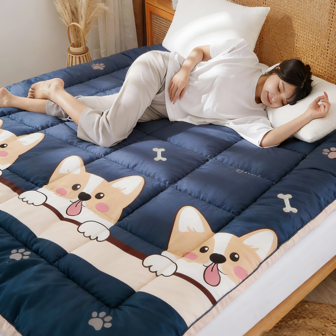 YYT 부드러운 침대 매트리스 사계절 바닥 토퍼, 네이비