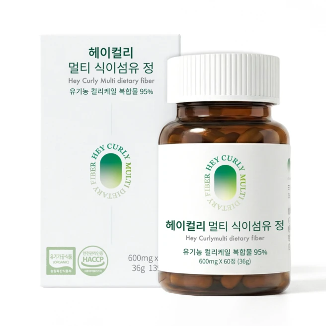 헤이컬리 멀티 식이섬유정 유기농 컬리케일 식이섬유 영양제 황금배합 식전야채 보충제, 2개, 60정 - 쿠팡