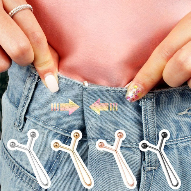 슈리팜 Y핀 바지 허리줄이기 바지 밑단 줄임핏 허리 조절 클립, 4개, 실버