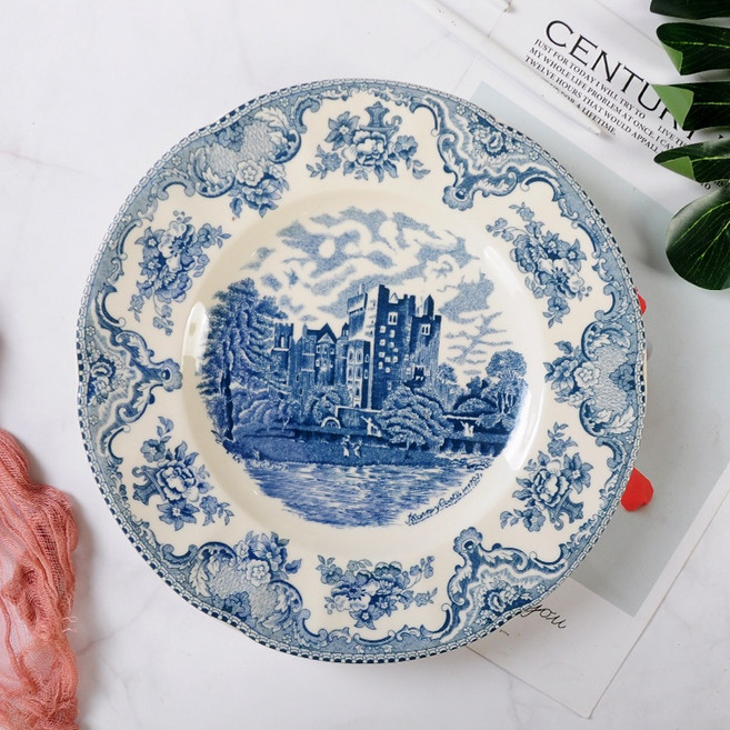 영국수출 존슨브라더스 디저트접시 명품그릇 파스타접시 1개 혼합색상, 10인치 블루캐슬 플랫팬 × 혼합색상 × 1개