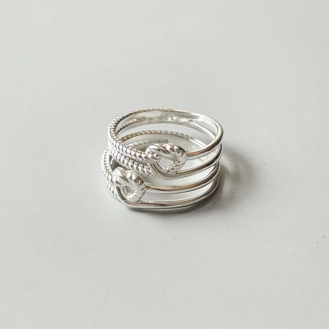 실버925 프레즐 하트 로프 꼬임 애끼 반지 새끼 작은 사이즈 5호