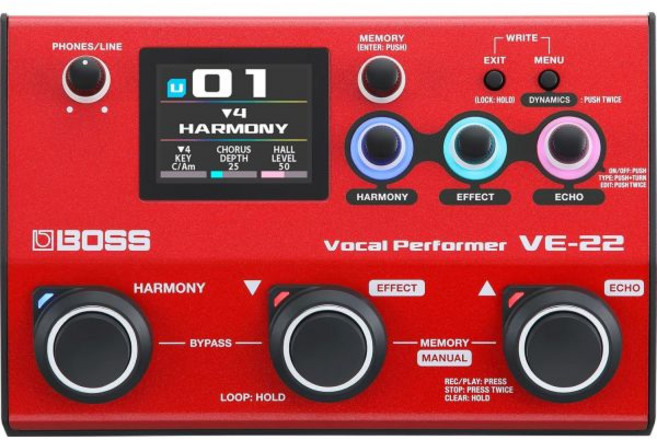 보스 VE-22 보컬 퍼포머 | 고급 멀티 이펙트 프로세서 for 가수 | 강력한 하모니 및 더블링 기능 | 오토 피치 교정 | 무대 공연 녹음 라이브 스트리밍 등에 이상적, 콤팩트