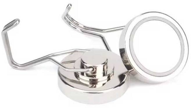 마니코 초강력 네오디움 고리자석 360도 회전형 후크 42mm, 5개, 실버