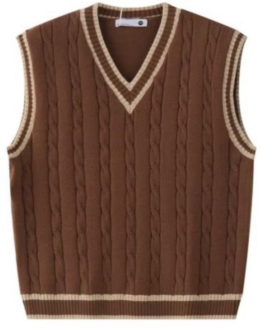 學院風V領針織馬甲男秋冬美式復古寬鬆無袖