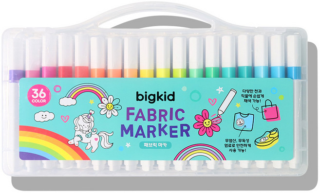 빅키드 패브릭 마카 의류용 섬유용 컬러 마커 풀세트, 1개, 36색