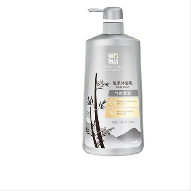 LION 植物物語 竹炭清酒 潔淨沐浴乳 500ml, 1個