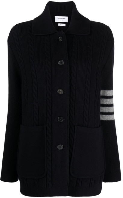 톰 브라운 스프레드 칼라 케이블 니트 가디건