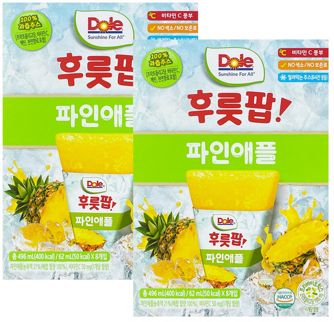 돌 파인애플 팝 주스, 16개, 62ml