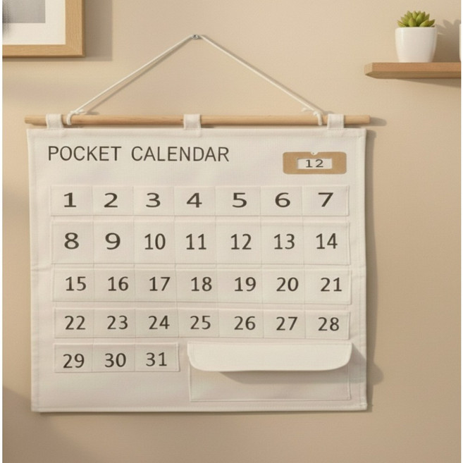 제니홈 알뜰한 생활비 용돈 달력 포켓 습관 저축, 1개, 퓨어아이보리